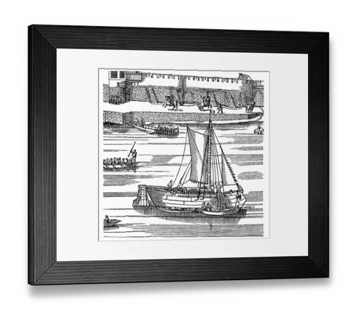 Framed Print : Rhine Ships, Ships on the Rhine outside the Walls of Cologne