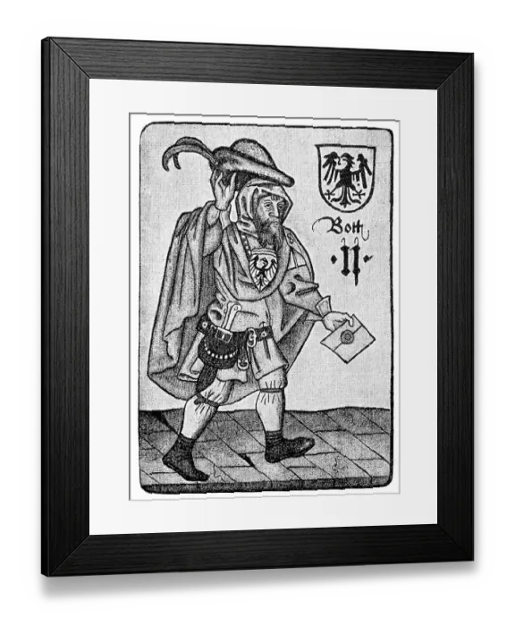 Framed Print : Messenger with sealed letter, a hand of Four