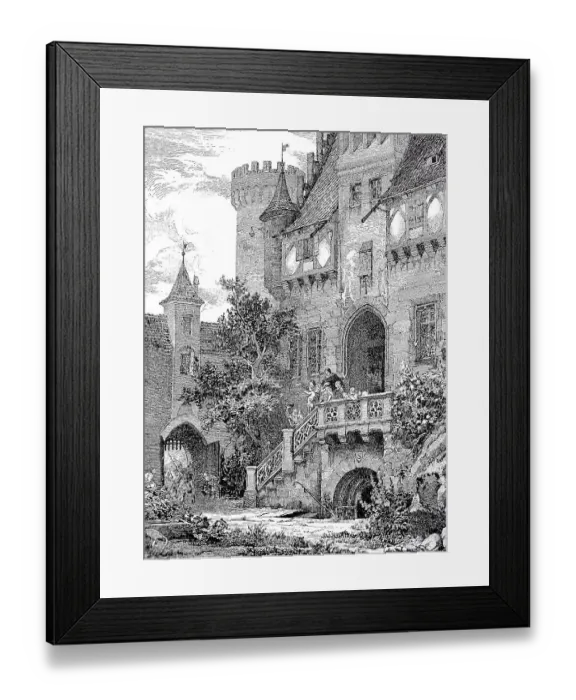 Framed Print : Rothenburg ob der Tauber, the courtyard of the castle