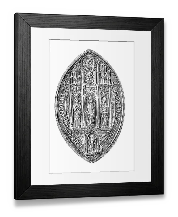 Framed Print : Pointed oval seal of the collegiate church in Kranenburg near Kleve