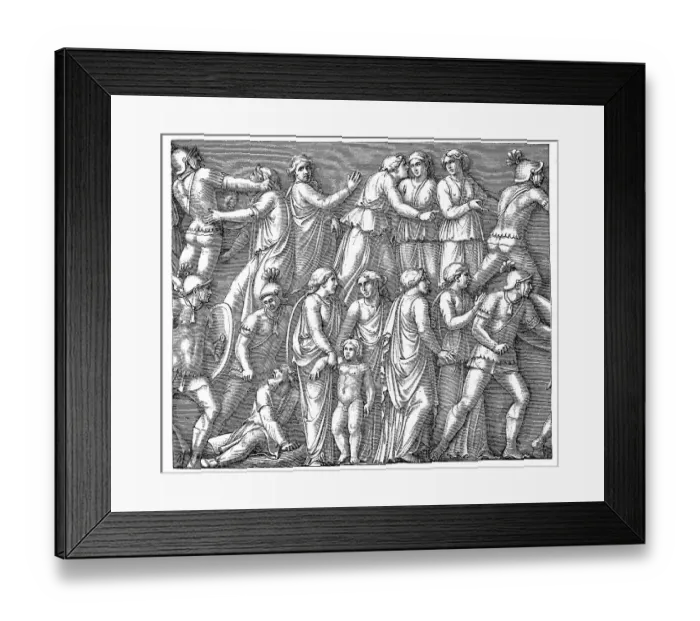 Framed Print : Germanic woman are captured by Roman troops