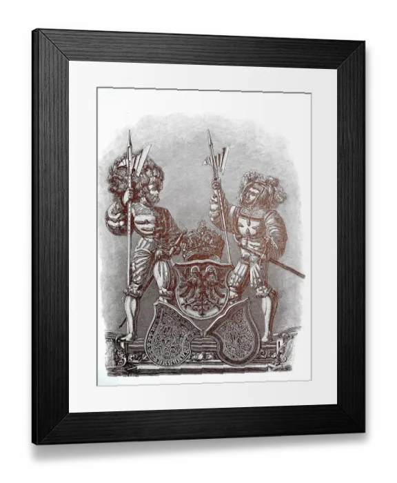 Framed Print : Landsknechte, German mercenaries on the coat of arms