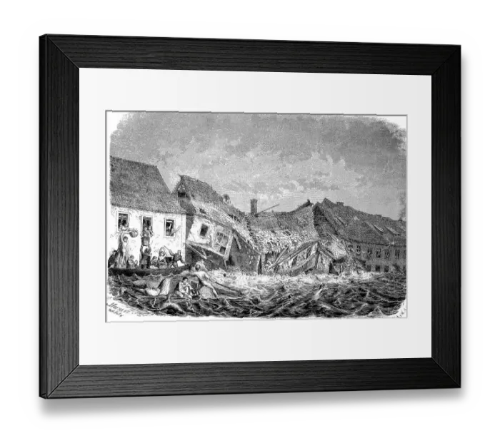 Framed Print : Streets in Glauchau during the flood Framed Print : Streets in Glauchau during the flood