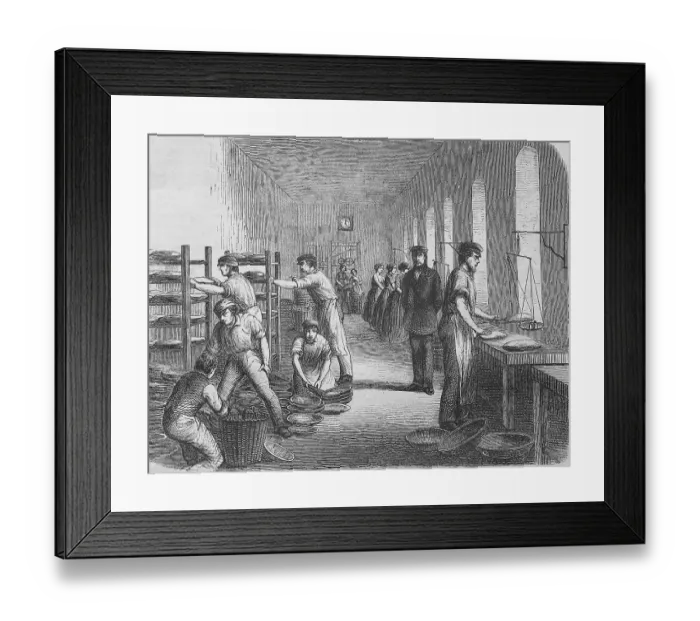 Framed Print : People working in a bakery, kneading dough Framed Print : People working in a bakery, kneading dough