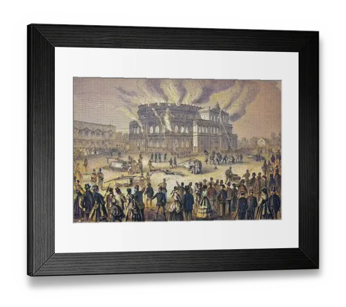 Framed Print : Fire of the Court Theatre in Dresden