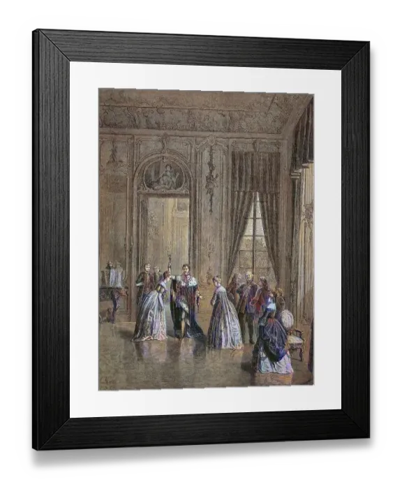 Framed Print : In the castle of Wilhelmsthal, historical woodcut