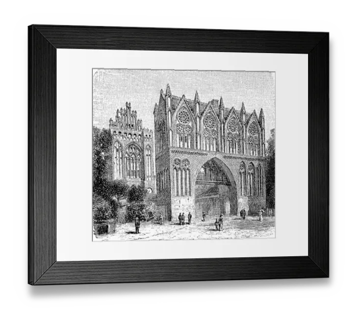 Framed Print : Treptower Gate at Neubrandenburg in 1870 Framed Print : Treptower Gate at Neubrandenburg in 1870