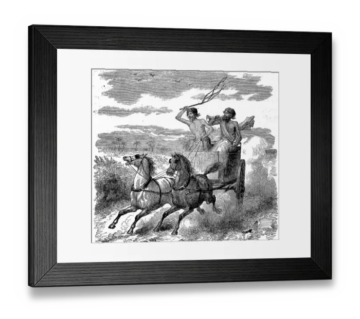 Framed Print : Stagecoach of the Royal Postal Administration of British India in English India in 1869