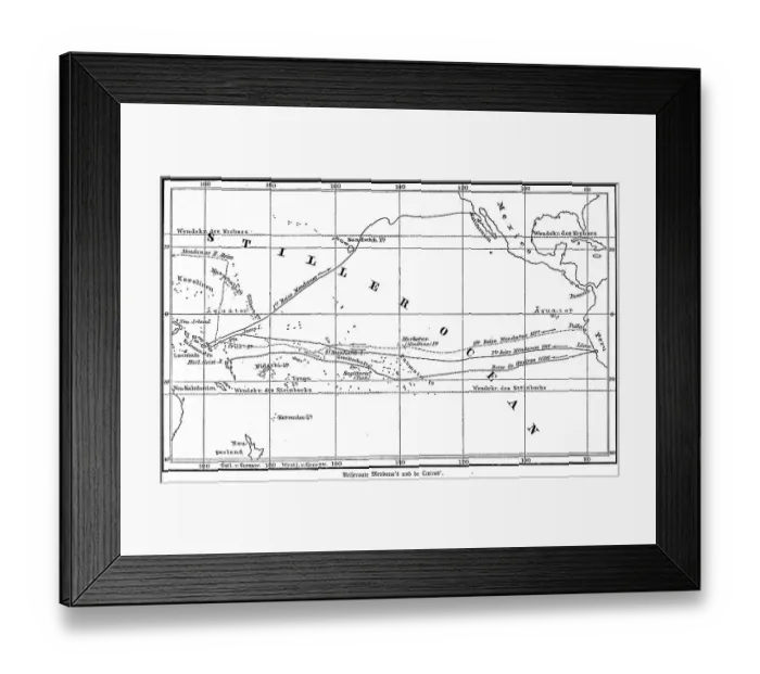 Framed Print : Map, Alvaro de Mendana de Neyra (1541-1595)