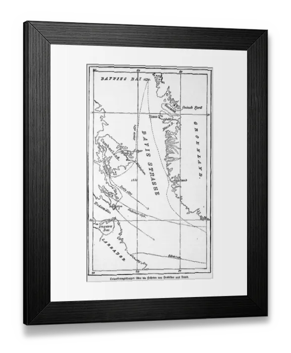 Framed Print : Map, Greenland, Baffin Bay, Labrador