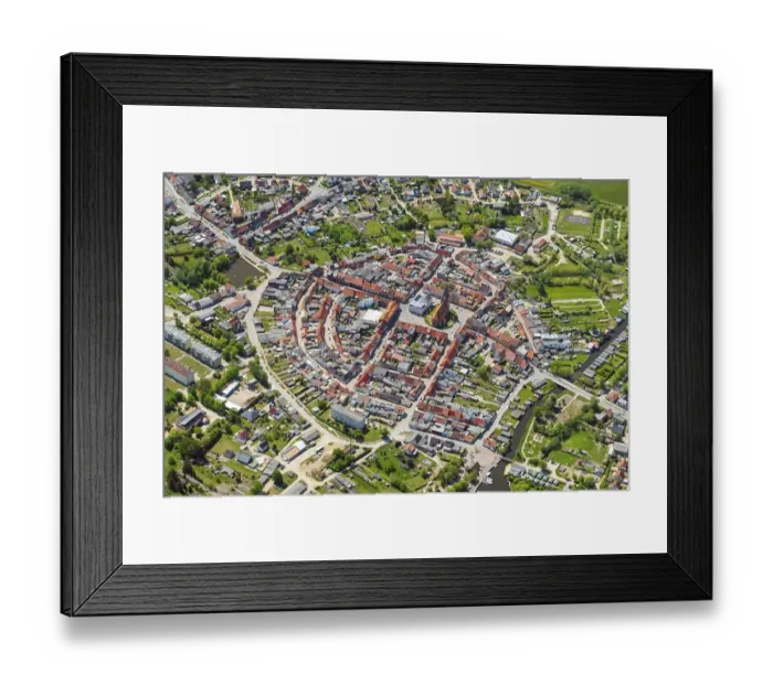 Framed Print : Aerial view of the Peene town of Neukalen Framed Print : Aerial view of the Peene town of Neukalen