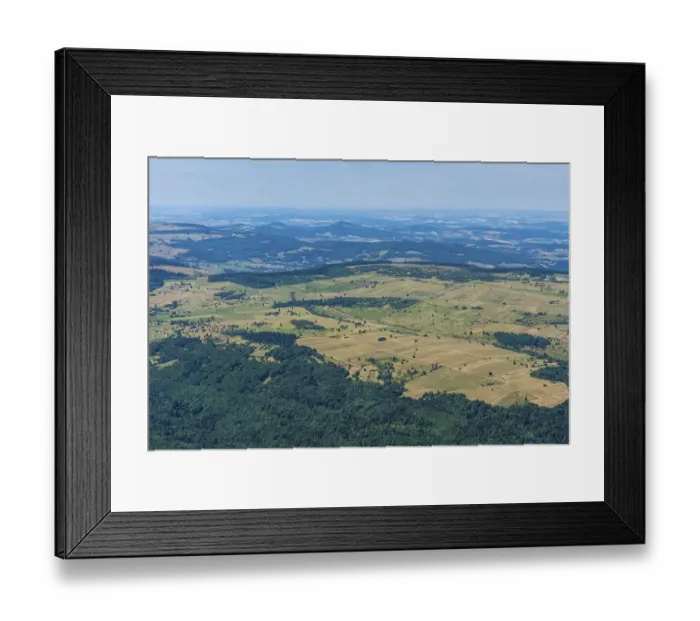 Framed Print : Aerial view of the Hohe Rhoen, low mountain range