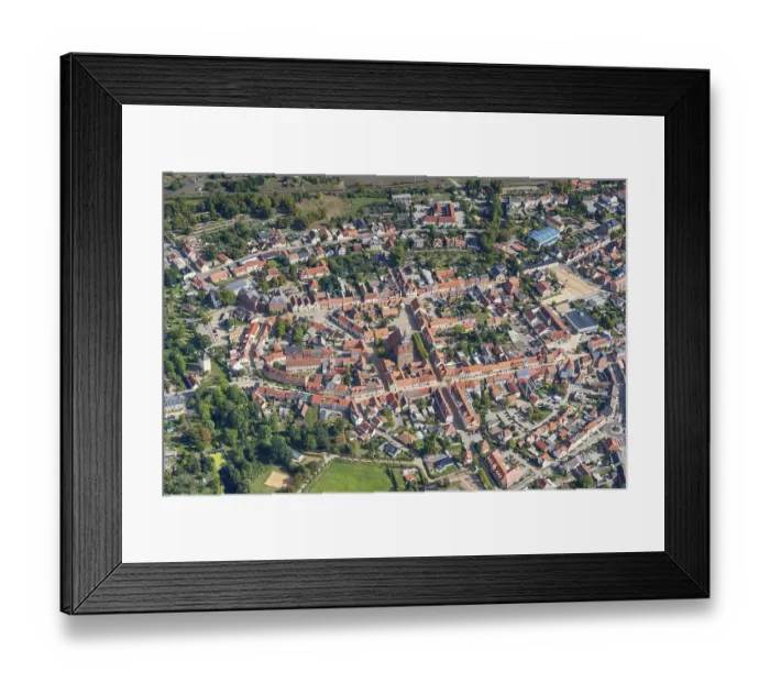 Framed Print : Aerial view of the Hanseatic town of Osterburg