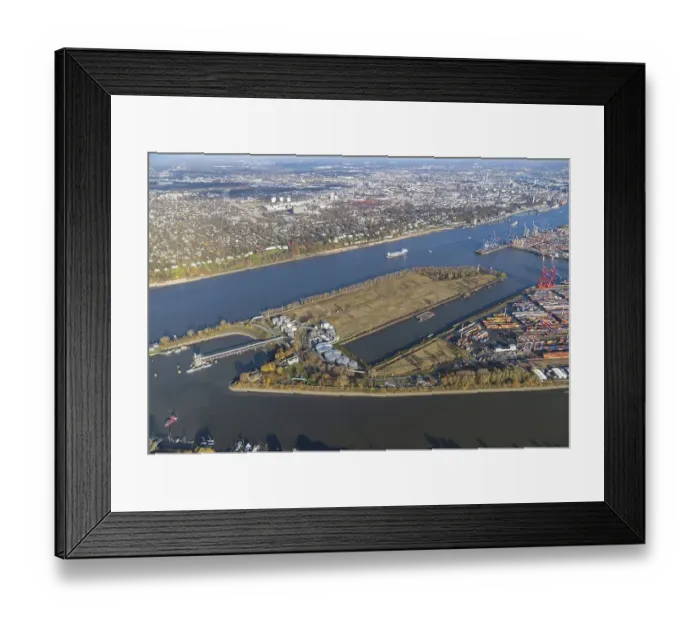 Framed Print : Aerial view of the Petroleumhafen in the Port of Hamburg