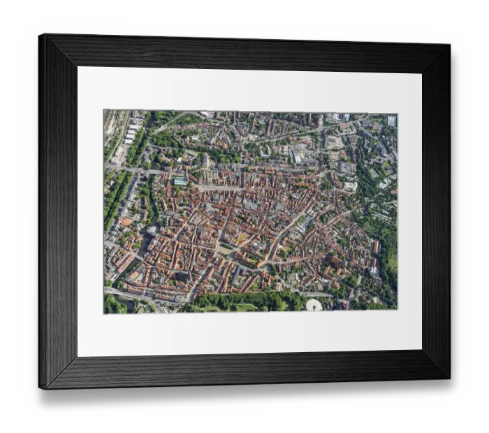Framed Print : Aerial view of the Hanseatic City of Lueneburg