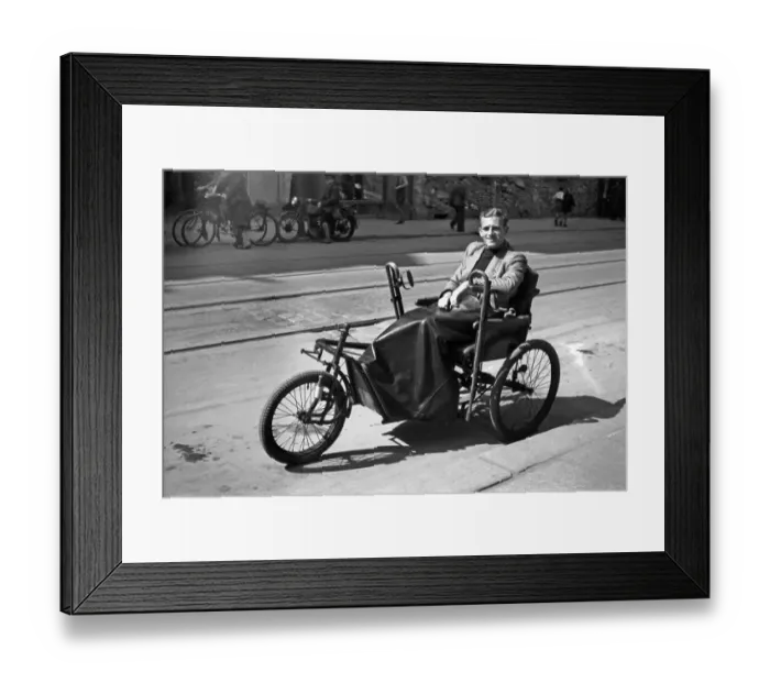 Framed Print : Photographer Karl Heinz Mai in a wheelchair Framed Print : Photographer Karl Heinz Mai in a wheelchair