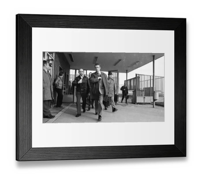 Framed Print : The shift change at the Opel factory gate in Bochum on 29 Framed Print : The shift change at the Opel factory gate in Bochum on 29