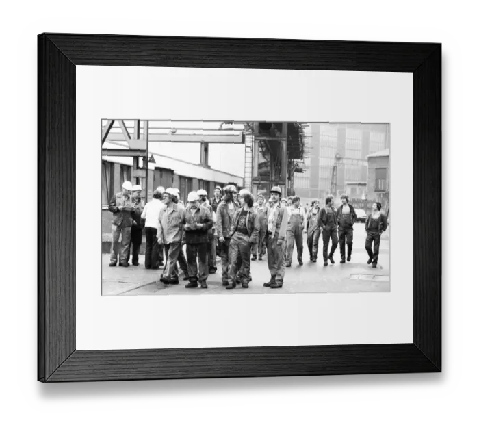 Framed Print : Warning strike at Thyssen by IG Metall to preserve co-determination on 30