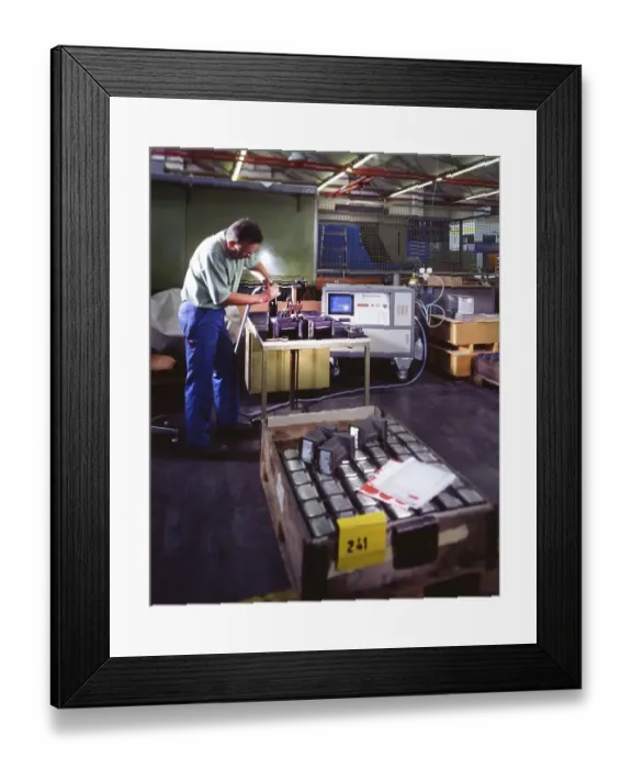 Framed Print : Workmen building a coal-fired power plant