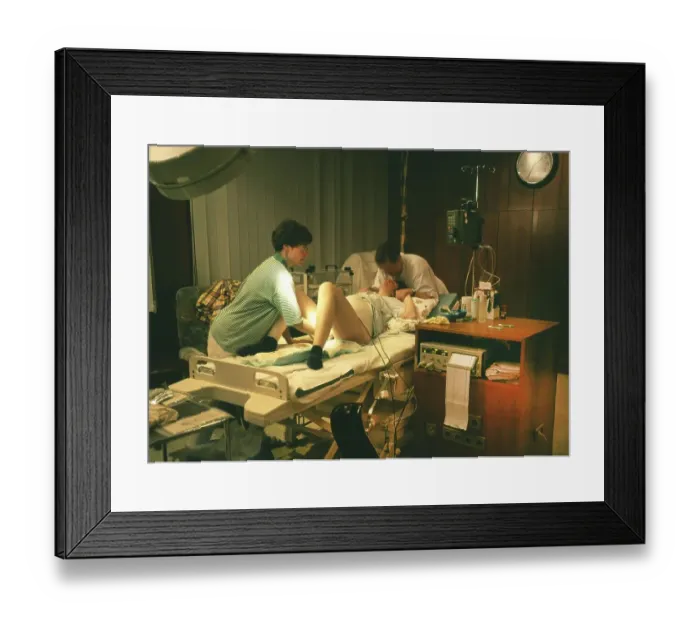 Framed Print : The birth of a child in hospital