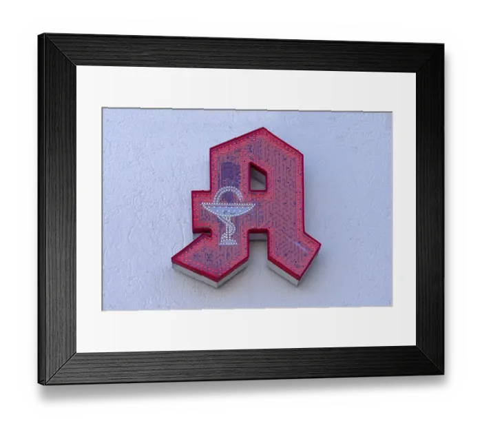 Framed Print : Pharmacy sign on a house wall, Bavaria