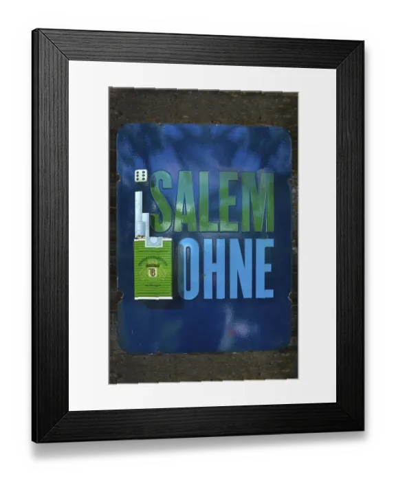 Framed Print : Old tin sign from the 1950s, Salem without Framed Print : Old tin sign from the 1950s, Salem without