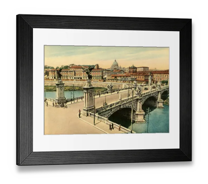 Framed Print : Historical photo around 1930, Ponte Vittorio Emanuele II Framed Print : Historical photo around 1930, Ponte Vittorio Emanuele II