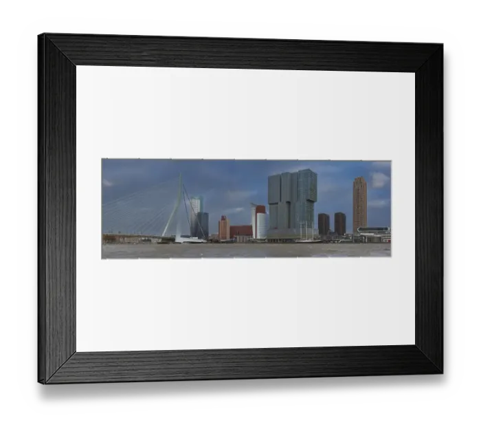 Framed Print : Nieuwe Maas with Erasmus Bridge and high-rise buildings