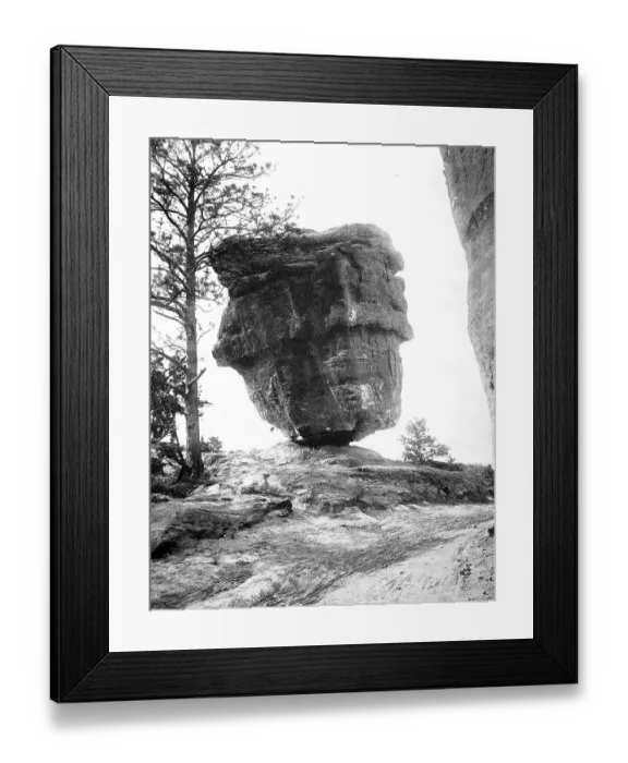Framed Print : The Balancing Rock, an erratic boulder in the New England States
