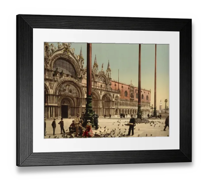 Framed Print : Pigeons in St Marks Square, 1890