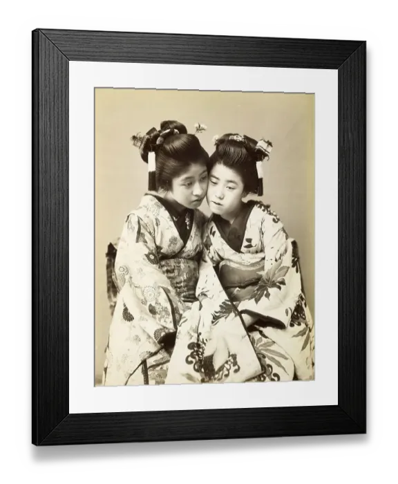 Framed Print : Two Japanese Women, Friends, in Traditional Geisha Costume