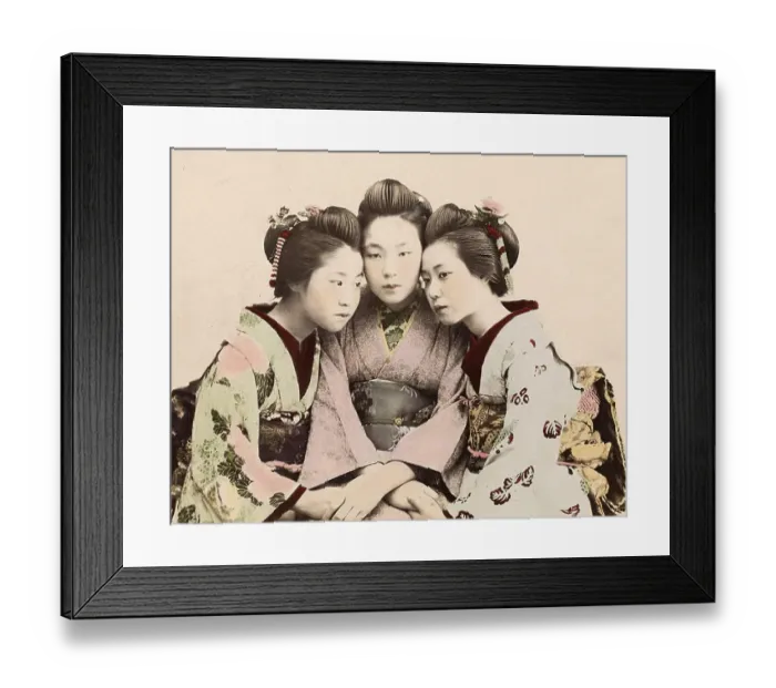 Framed Print : Group Portrait of Three Japanese Girls