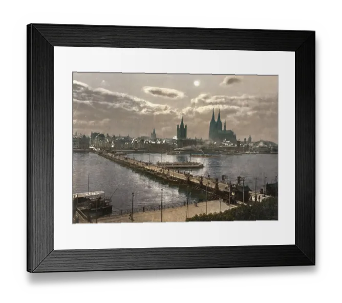 Framed Print : Cologne on the Rhine by Moonlight