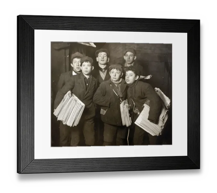 Framed Print : Child labour, newsboys in America