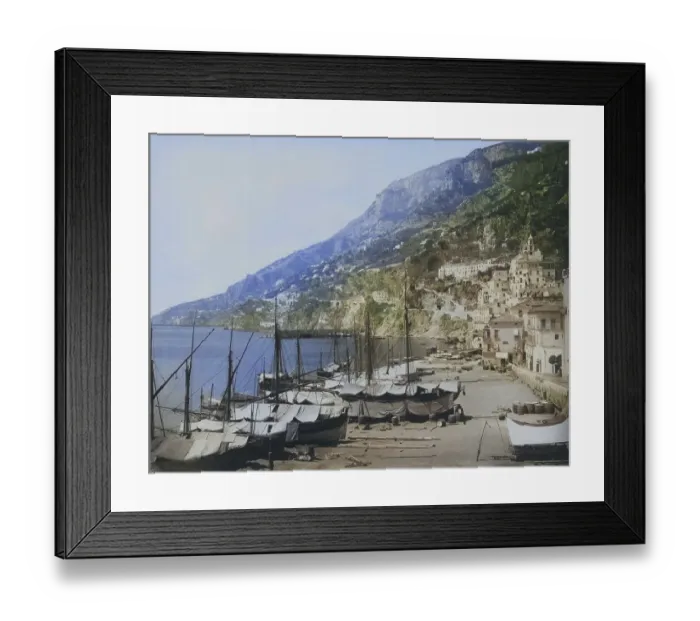 Framed Print : The port of Amalfi, in 1878, Italy Framed Print : The port of Amalfi, in 1878, Italy