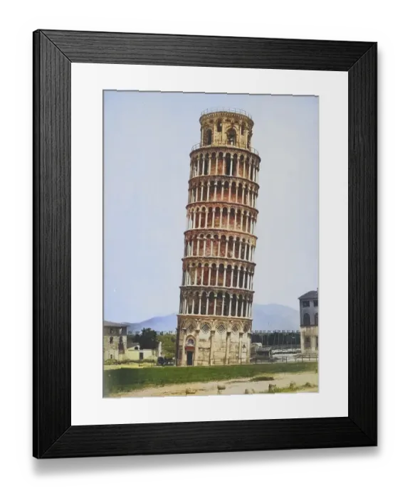 Framed Print : The Leaning Tower of Pisa in 1878