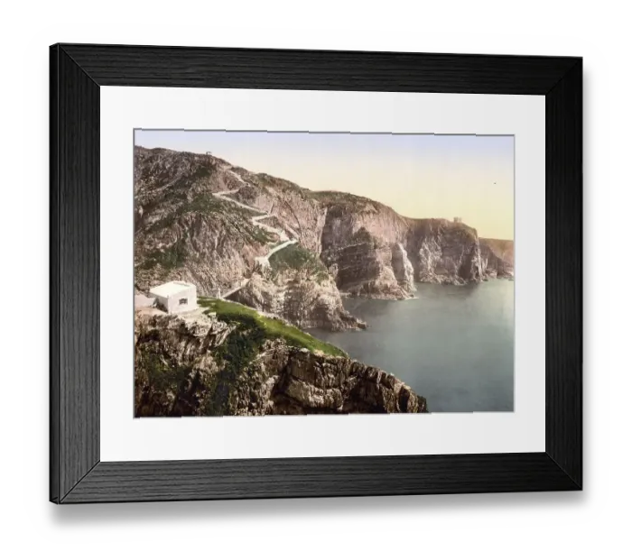Framed Print : Cliffs of Holyhead, Caergyb, a small town and community in the British county of Anglesey off the Welsh coast