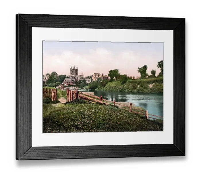 Framed Print : Cathedral of Wye meadows, Hereford Framed Print : Cathedral of Wye meadows, Hereford