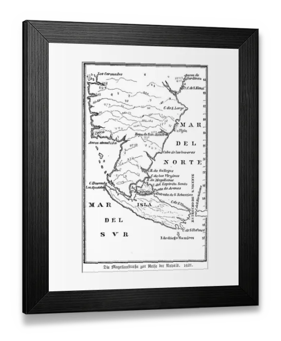 Framed Print : Map, 1st century, Strait of Magellan
