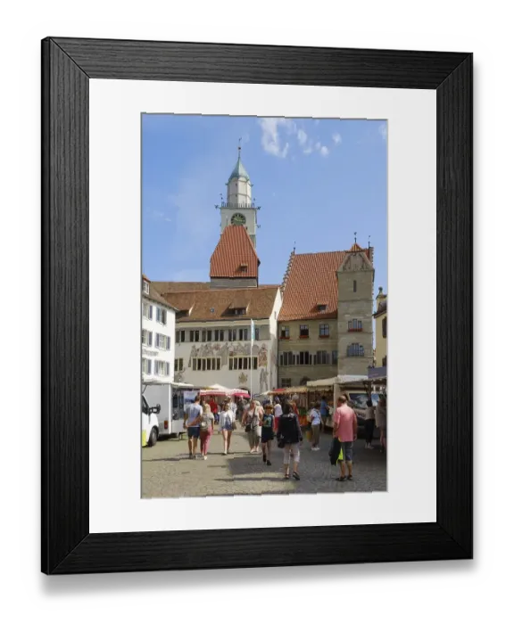 Framed Print : Market on the Hofstatt with town hall and St