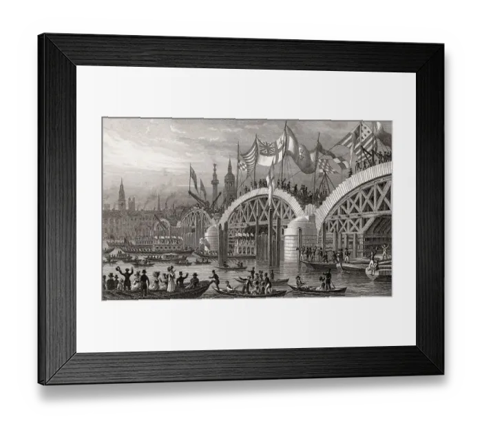 Framed Print : New London Bridge, with the Lord Mayor's Procession 1827