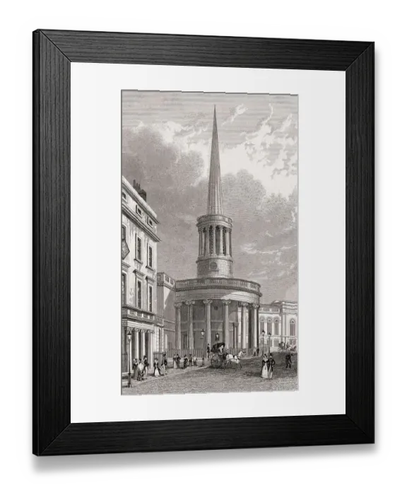 Framed Print : All Souls Church, London, illustration by Th Framed Print : All Souls Church, London, illustration by Th