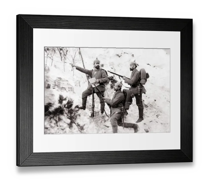 Framed Print : Four soldiers on terrain, reconnaissance. Vanguard