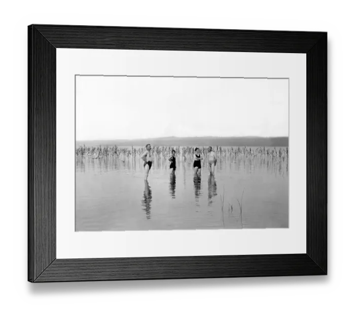 Framed Print : Bathing group at the Lake Ammer