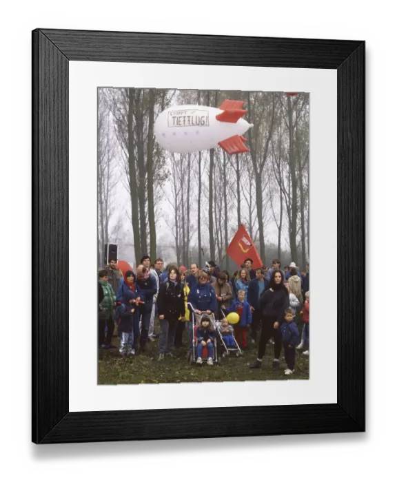 Framed Print : Protest against low-flying noise ca. 1988-9 Framed Print : Protest against low-flying noise ca. 1988-9