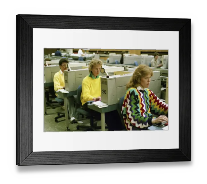 Framed Print : Hagen. Main post office. Women distributing letters 1988