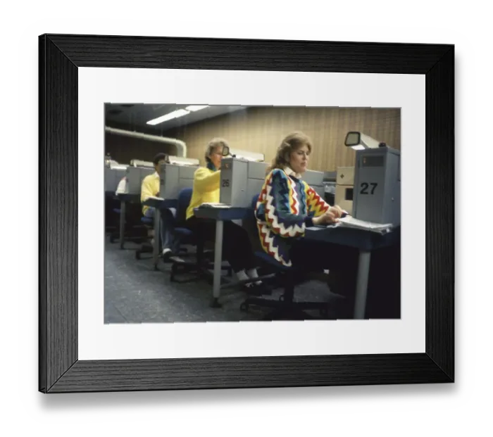 Framed Print : Hagen. Main post office. Mainly woman's jobs in letter distribution Framed Print : Hagen. Main post office. Mainly woman's jobs in letter distribution