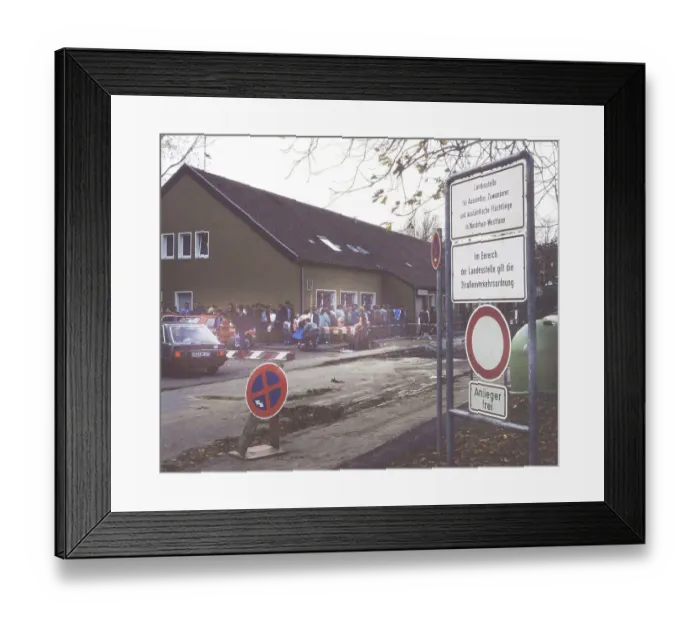 Framed Print : Gymnasium were also used. Immigrants and foreign refugees in North Rhine-Westphalia on 28 Framed Print : Gymnasium were also used. Immigrants and foreign refugees in North Rhine-Westphalia on 28