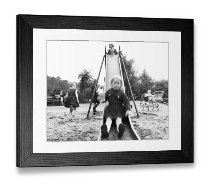 Framed Print : Children in the Ruhr area, here in the year 1966 in Leisure and Play