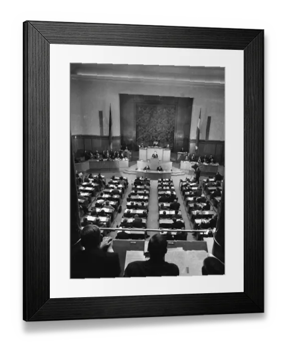 Framed Print : Session of the North Rhine-Westphalian Parliament in 1965 in Duesseldorf